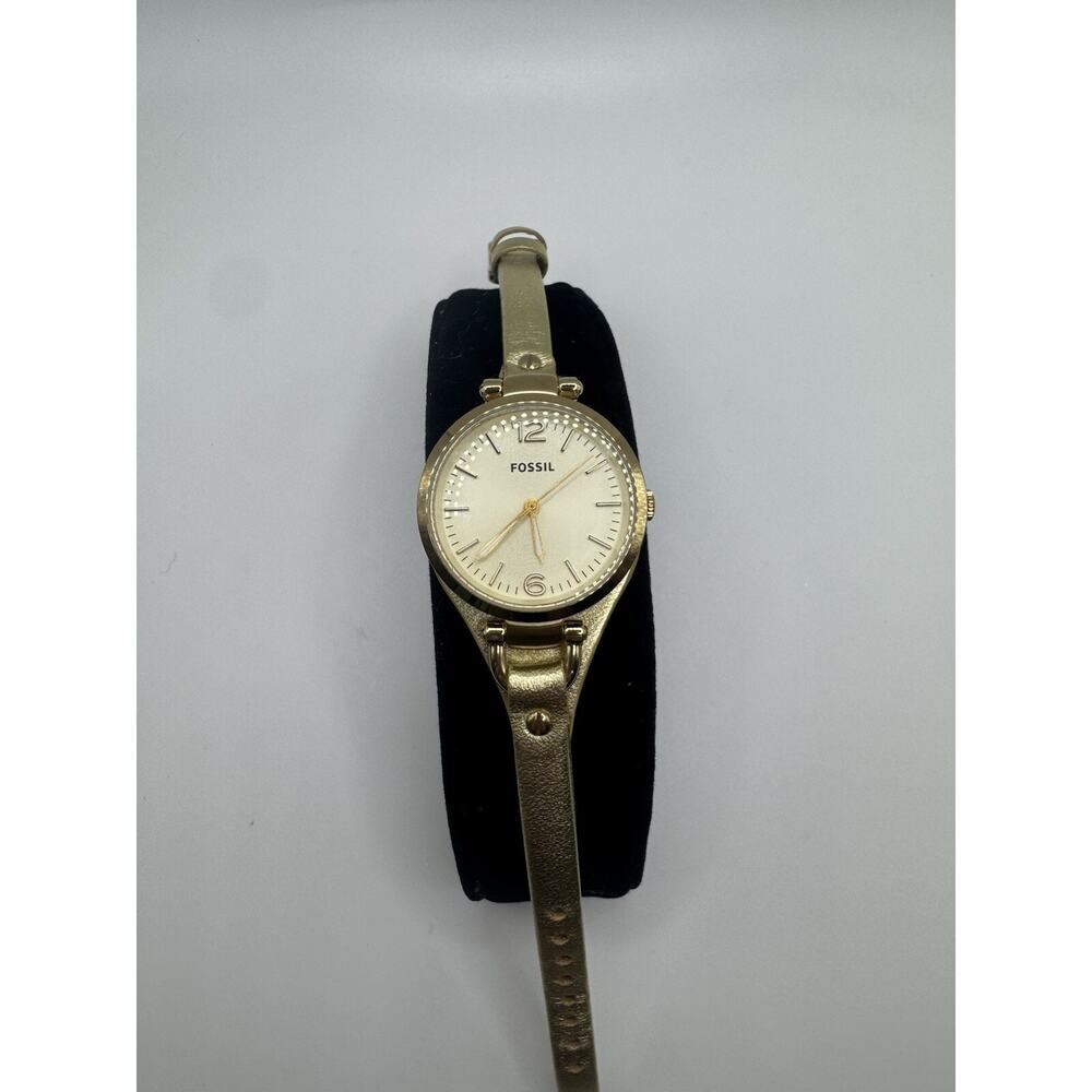 Fossil Georgia Watch Women 32mm ES3151 Rose Gold Tone Leather Band Needs Battery